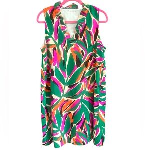 FSL apparel Bright Multicolor Ruffle Neck Sleeveless Shift Summer Dress Size M